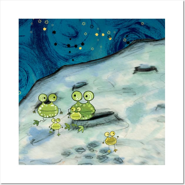 Moon Frogs - Eliza and Boo Wall Art by helengarvey